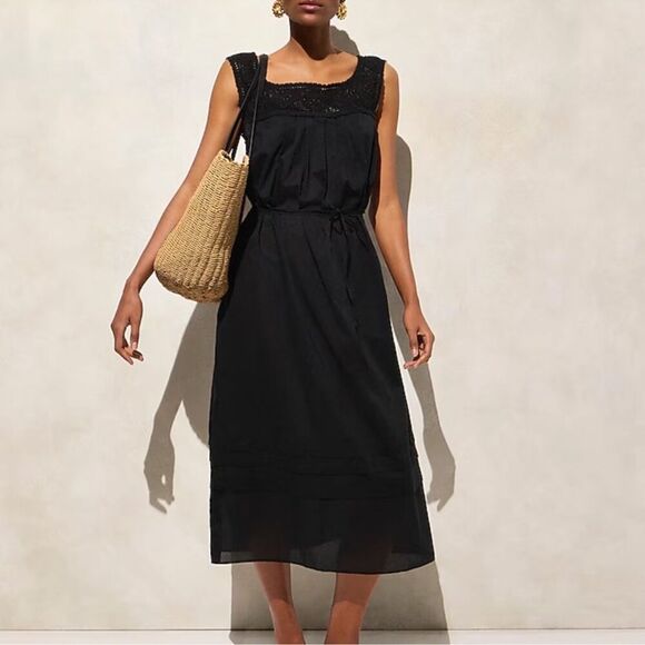 J. Crew Dresses & Skirts - J.CREW Crochet Midi Dress Large Black Relaxed Fit Boho Resortwear Vacation NWT